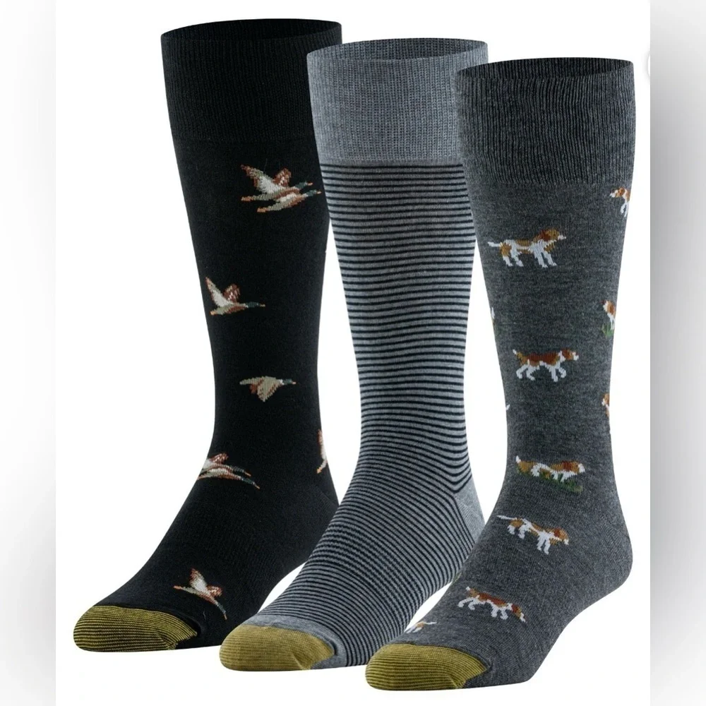 GoldToe Edition Mens Dogs Crew Socks Assorted, 3 Pack